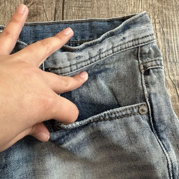 Free People Denim Short Shorts 26 Low Rise Raw Hems Button Fly Distressed - Picture 4 of 12